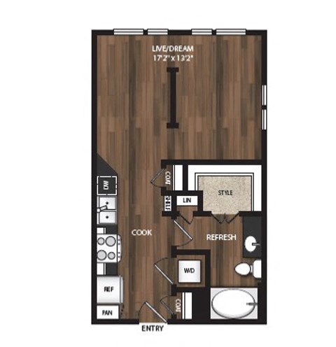Main Street Flats Apartments Phase II Studio A Floor Plan